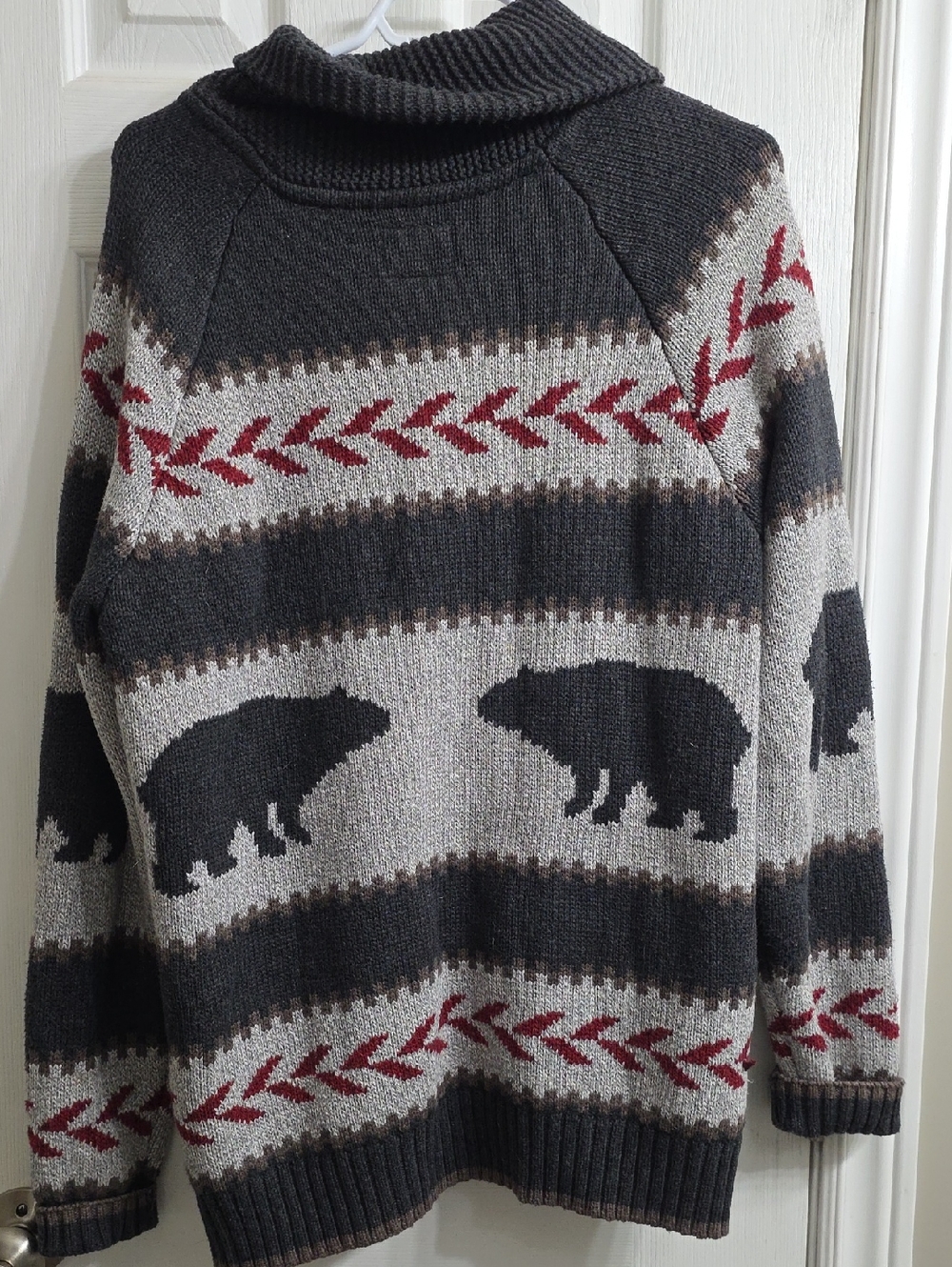 Wind River Heritage Bear Graphic Knit Full Zip Cardigan Sweater | size M - Picture 2 of 4